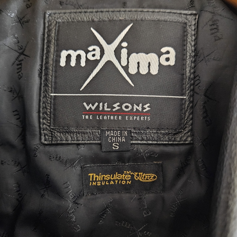 Vintage Wilson Maxima Black Leather Belted Trench Coat Jacket Size S Cinch Waist - Picture 10 of 12